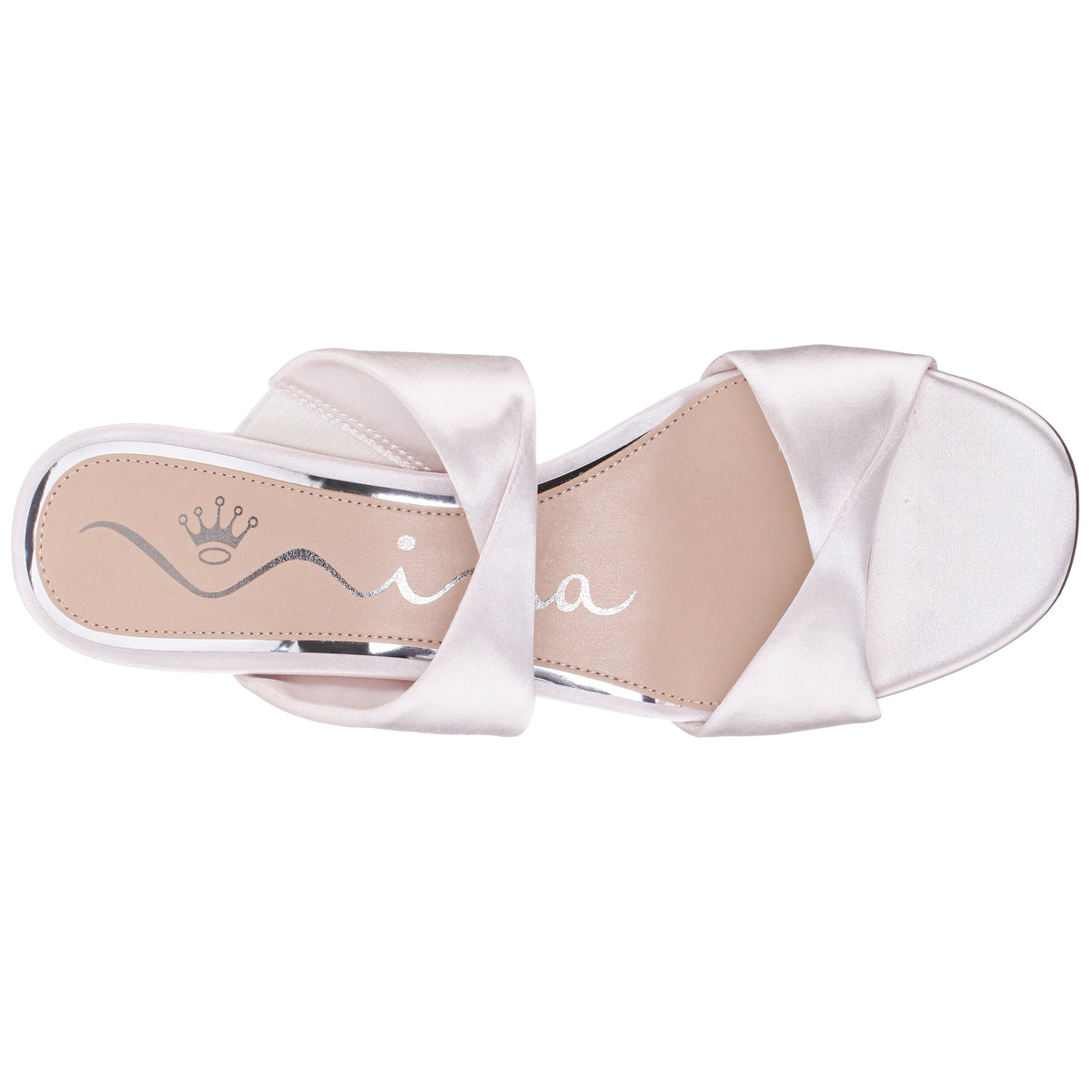 Bassie White Satin Block Heel Sandal | Nina Shoes