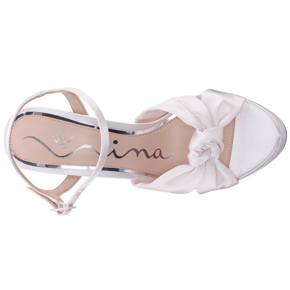 Sherlee White Satin Ultra-High Block Heel Platform Sandal | Nina Shoes