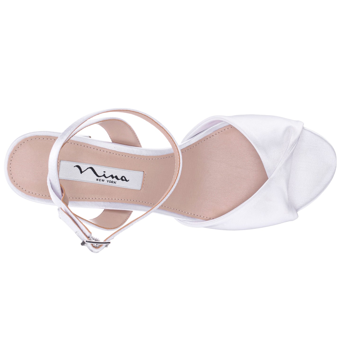 Nigella White Ankle Strap Mid-Heel Sandals | Nina Shoes