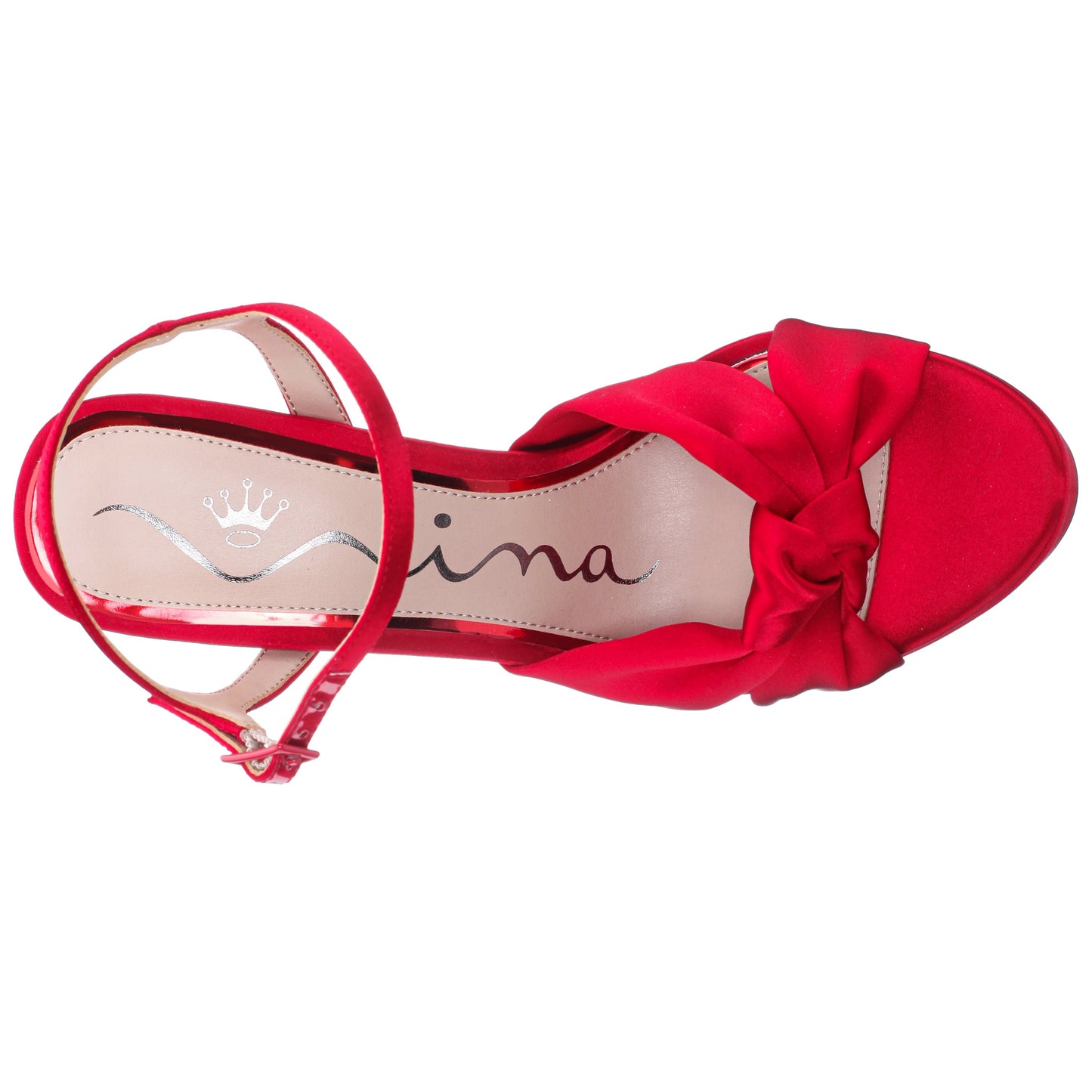 Sherlee Red Rouge Satin Ultra-High Block Heel Platform Sandal | Nina Shoes