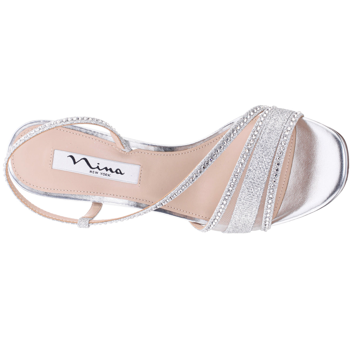 Abbi Silver Metallic Mid-Heel Sandal | Nina Shoes