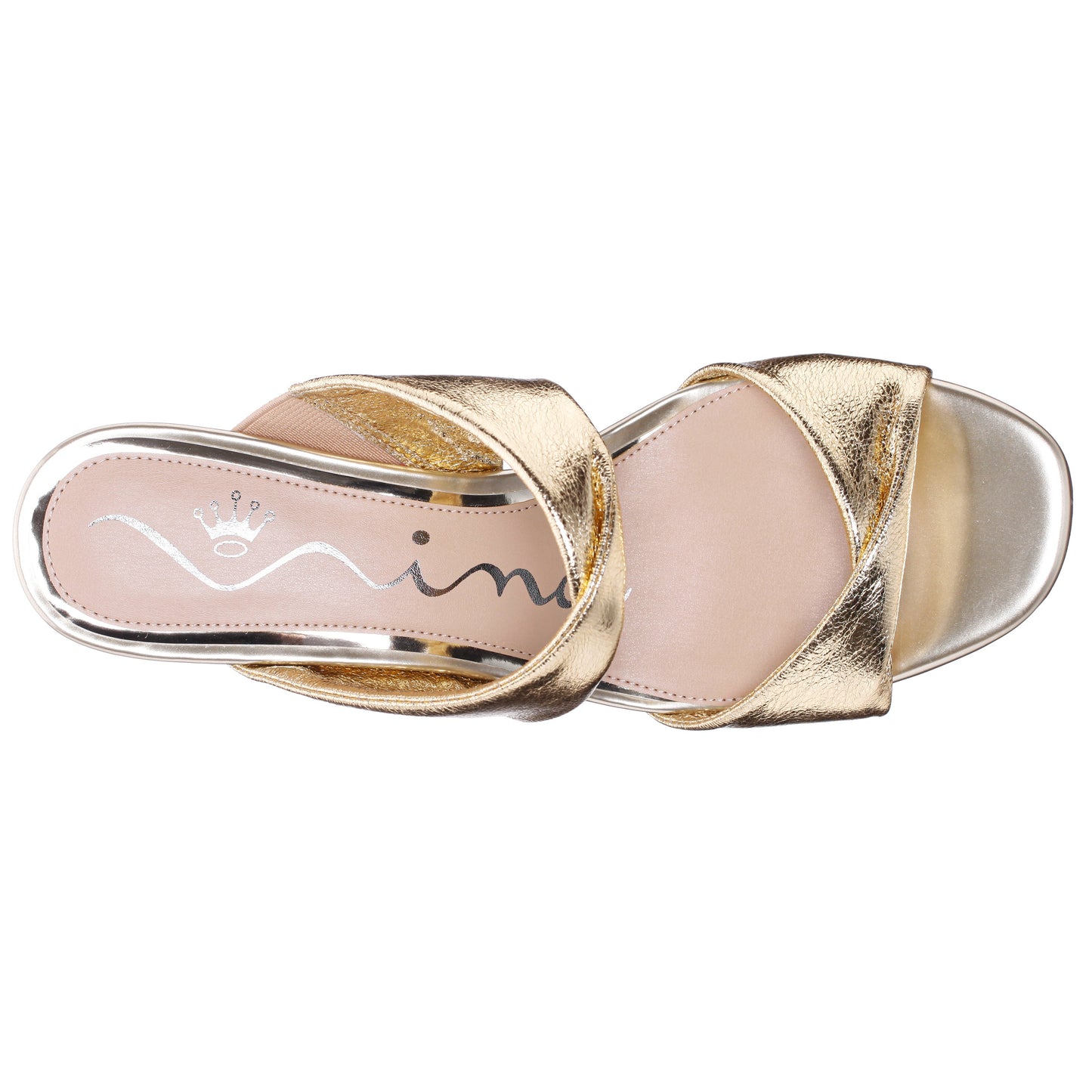 Bassie Gold Metallic Block Heel Sandal | Nina Shoes