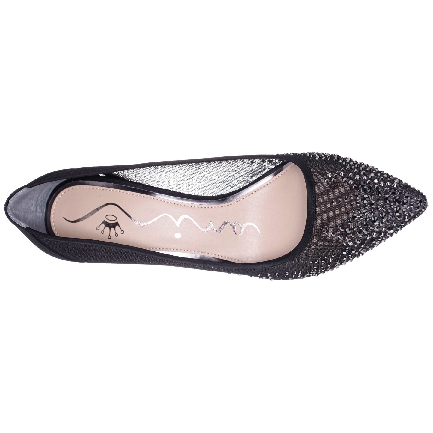 Nalia Black Mesh with Faceted Crystals High-Heel Pumps | Nina Shoes