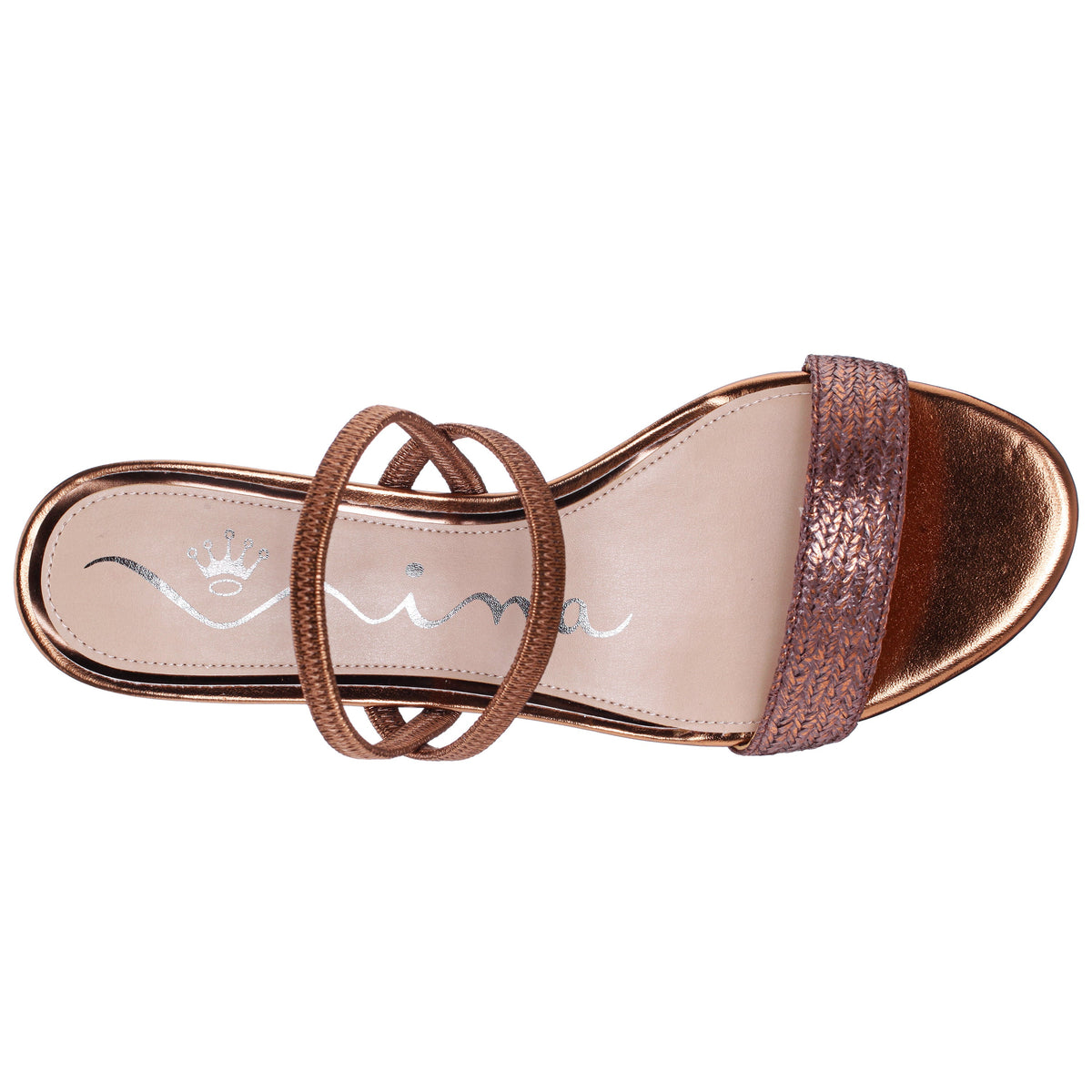 Gessica Brown Metallic Straw Block Heel Sandal | Nina Shoes