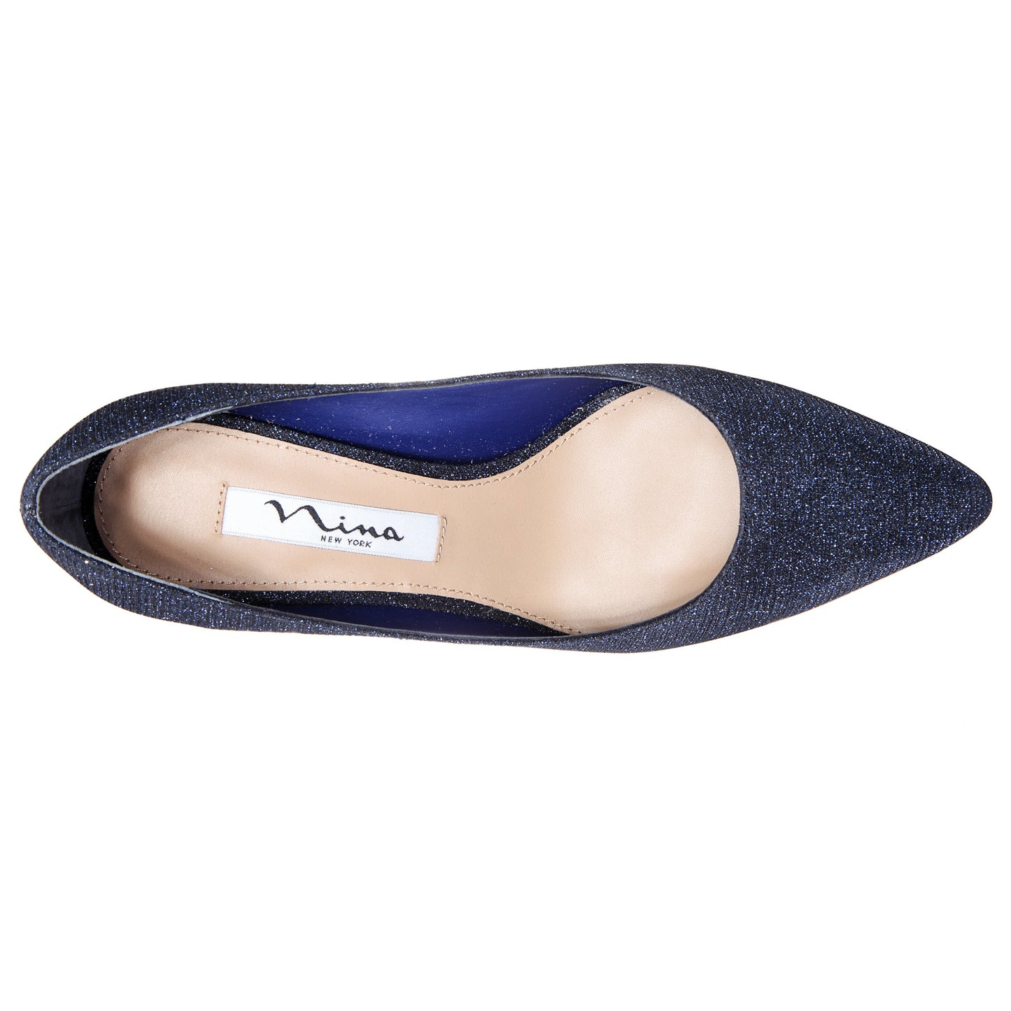Nina60 Navy Metallic Textured Mid-Heel Classic Pump | Nina Shoes