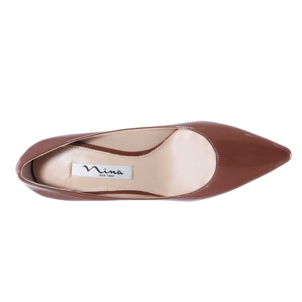 Nina60 Mocha Patent Leatherette Mid-Heel Classic Pump | Nina Shoes