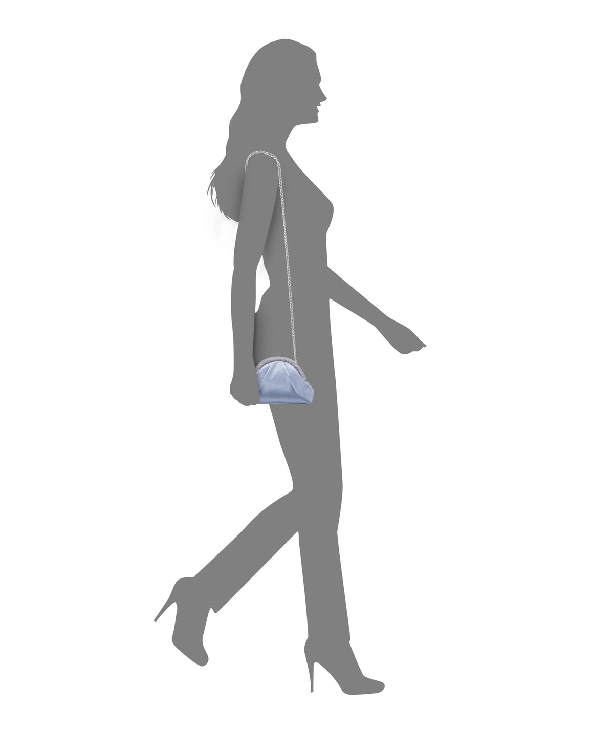 Jane Blue Satin/Glass Crystal Frame Clutch | Nina Shoes