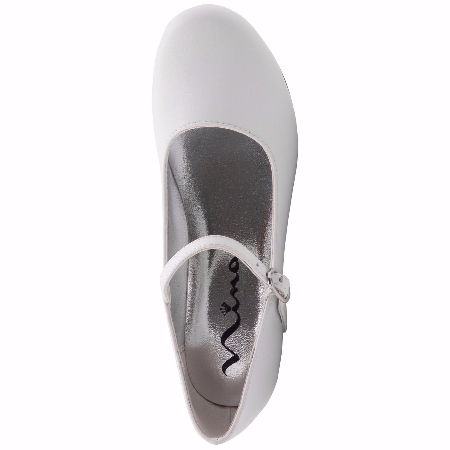 Girls Seeley White Low Heel Dress Shoes | Nina Shoes
