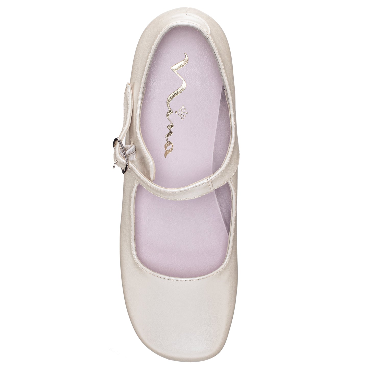 Girls Bonnett Beige Pearlized Mary Jane Dress Shoes | Nina Shoes