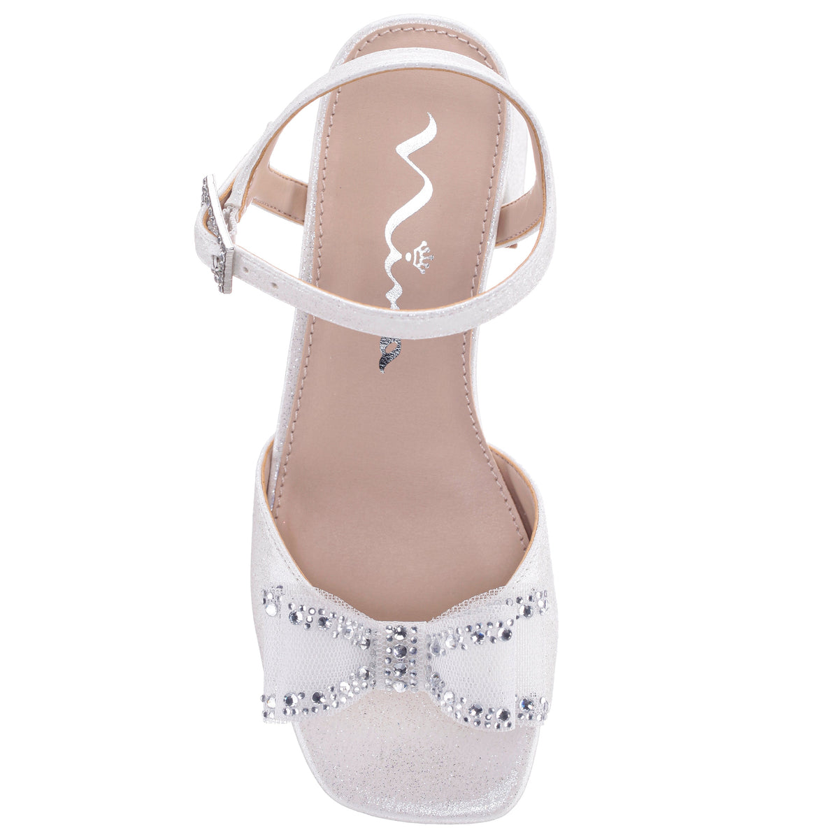Girls Aiza White Glitter Heel Platform Sandal | Nina Shoes