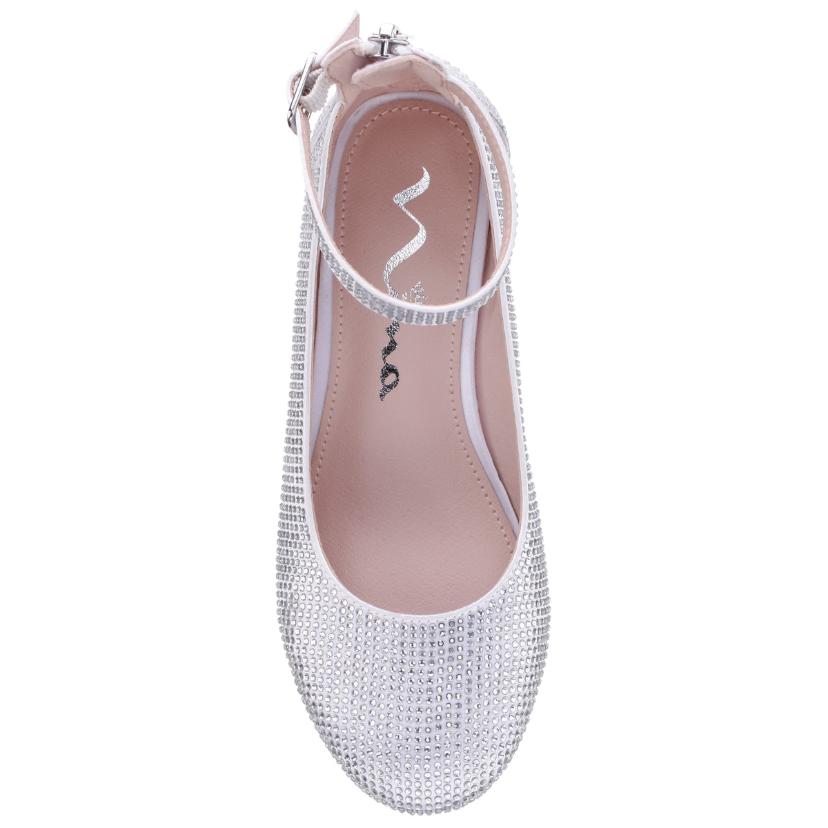 Girls Lennie2 White Rhinestone Dress Shoes | Nina Shoes