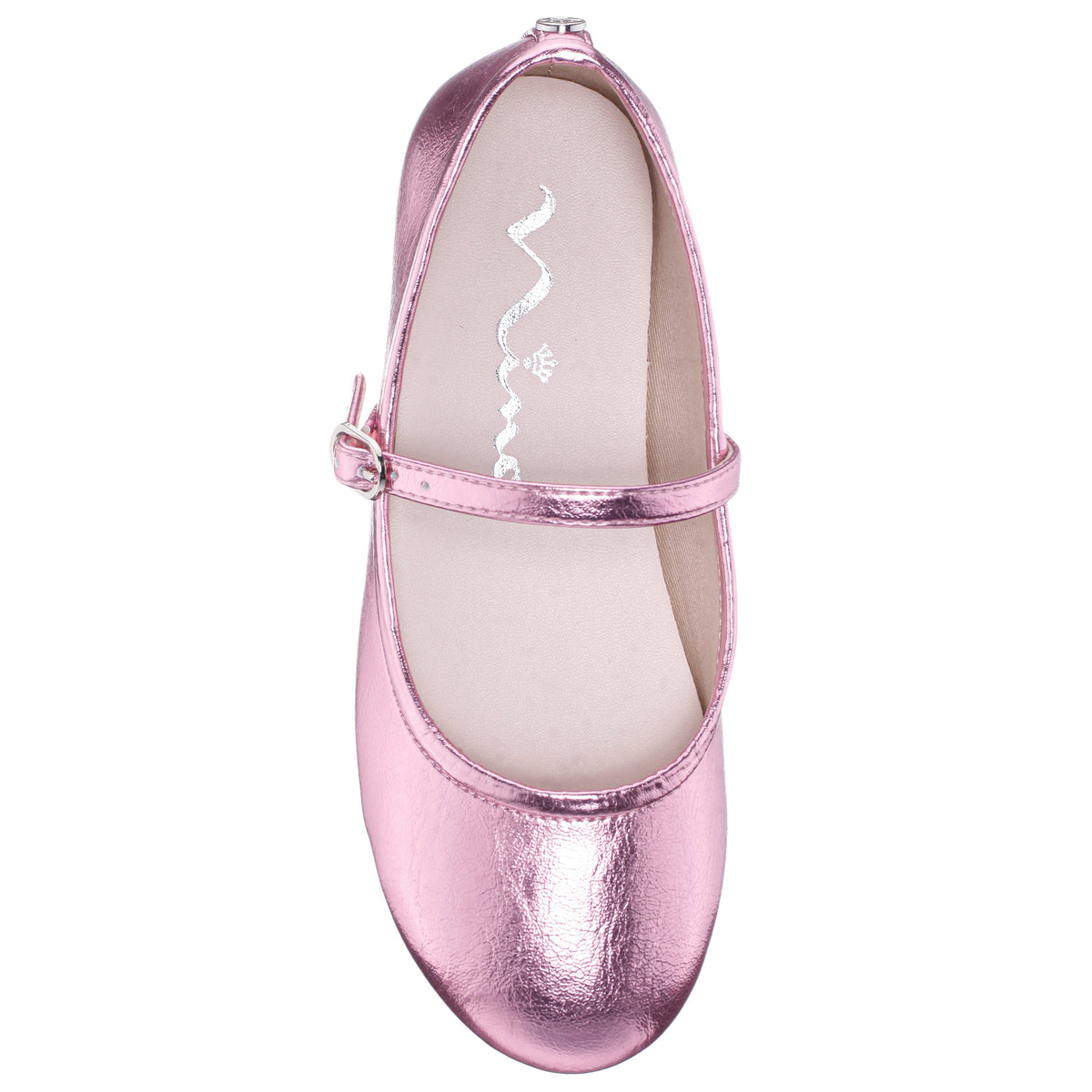 Girls Nicola Pink Crackle Metallic Ballet Flats | Nina Shoes