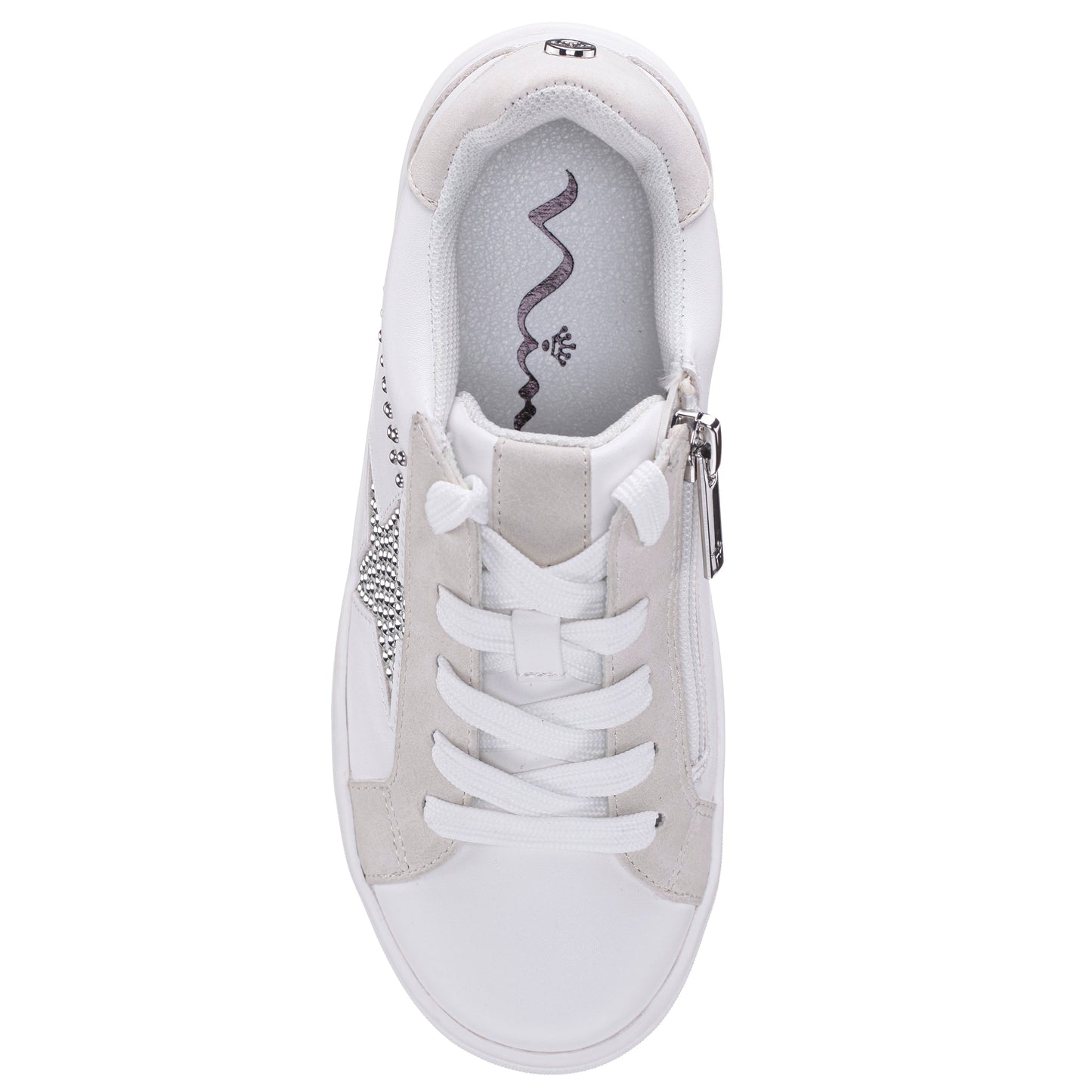 Girls Zicky White lace up star studded sneakers | Nina Shoes