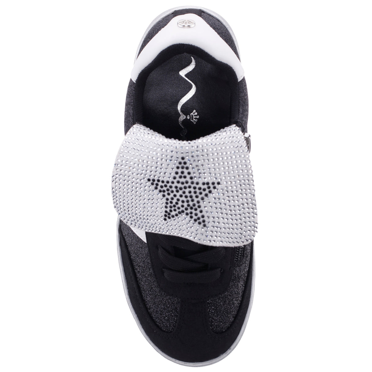 Girls Cruise Black Glitter Low Top Sneakers | Nina Shoes
