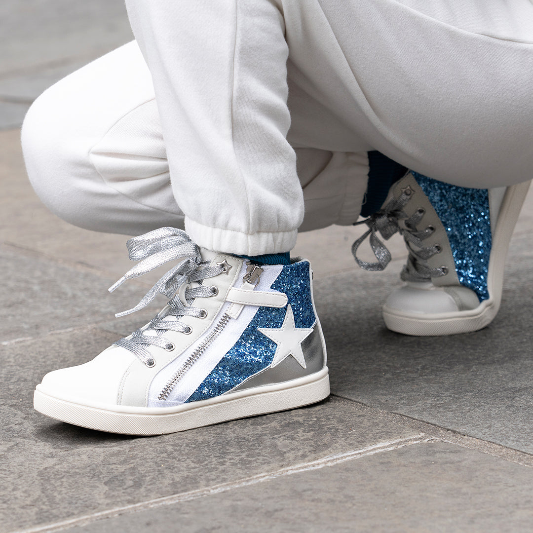 Girls Yuti Black Glitter High Top Sneakers | Nina Shoes