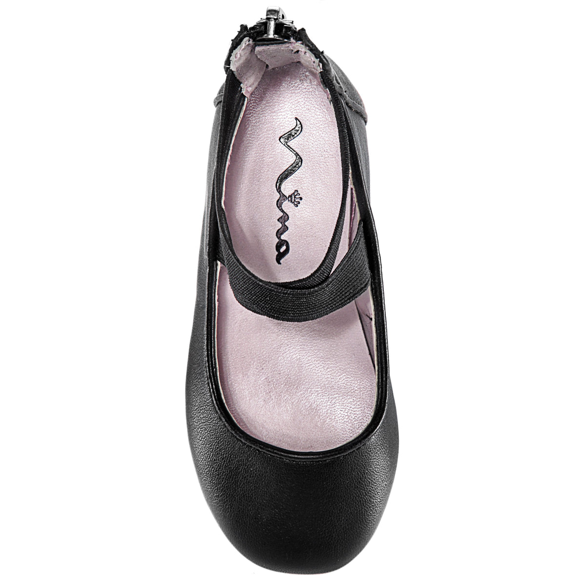 Girls Marissa Black zip back ballet flats | Nina Shoes