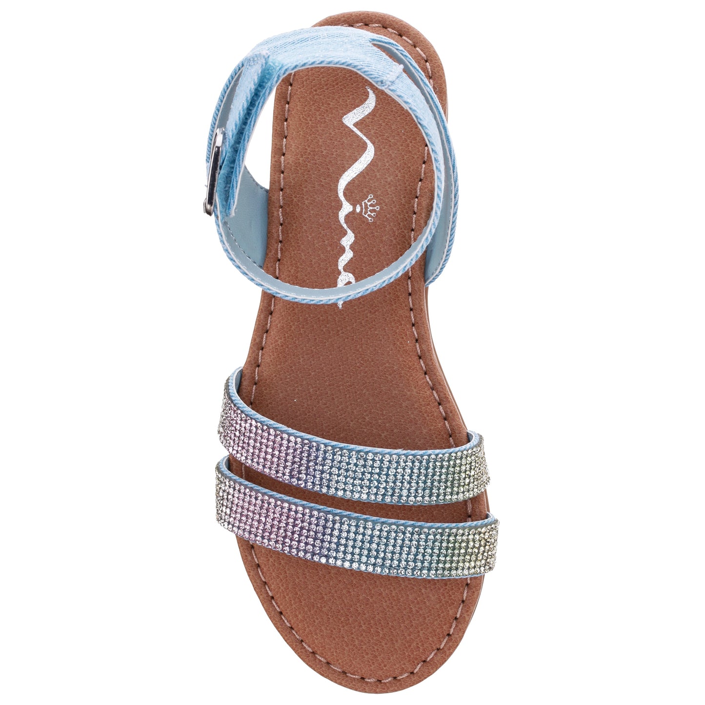 Girls Cameena Blue Denim Rhinestone Sandal | Nina Shoes