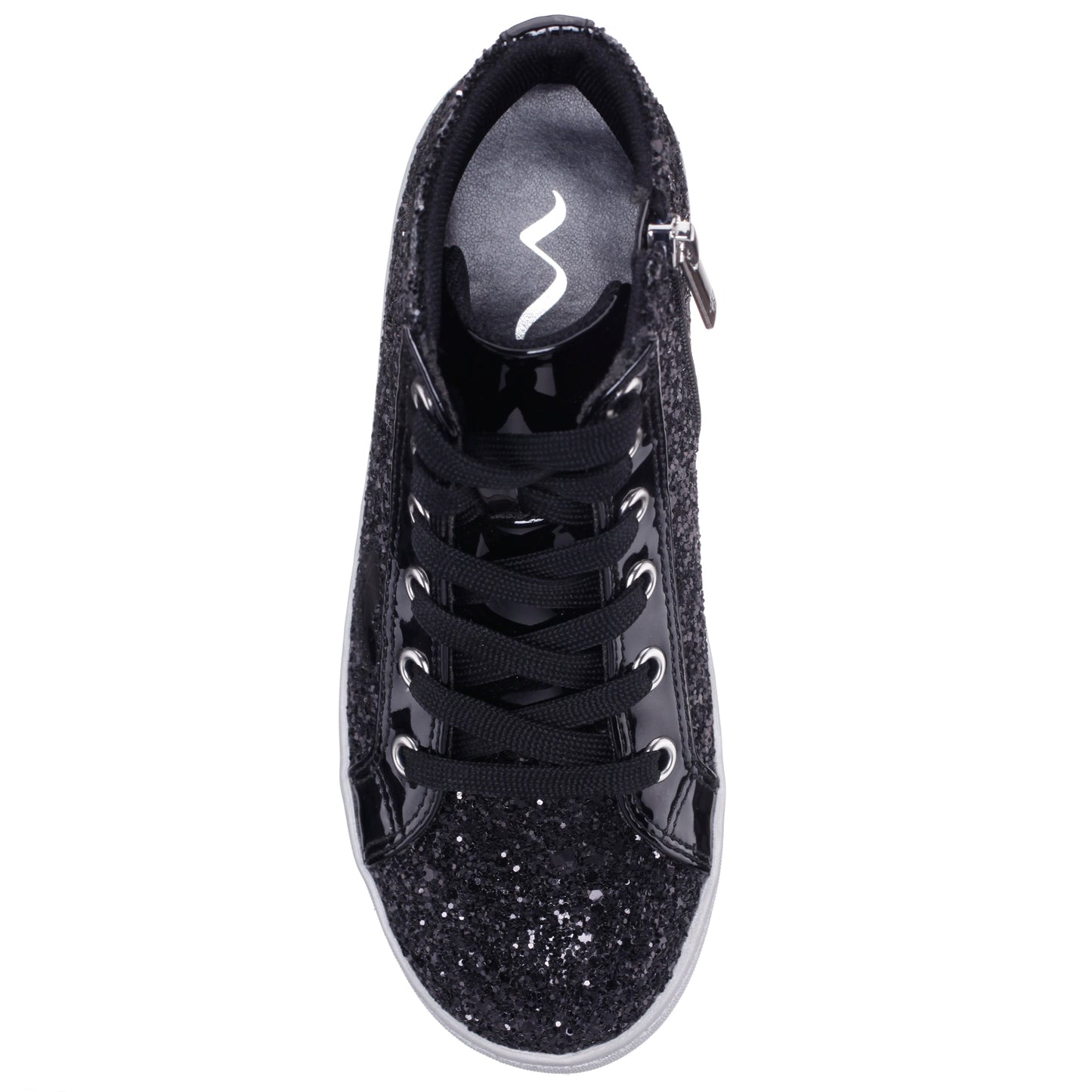 Girls Cass Black Glitter High Top Sneakers | Nina Shoes