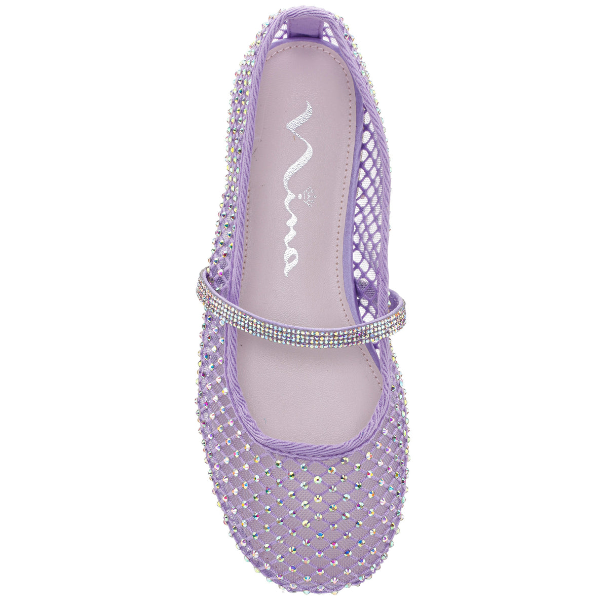 Girls Jessa Purple Rhinestone Mesh Ballet Flats | Nina Shoes