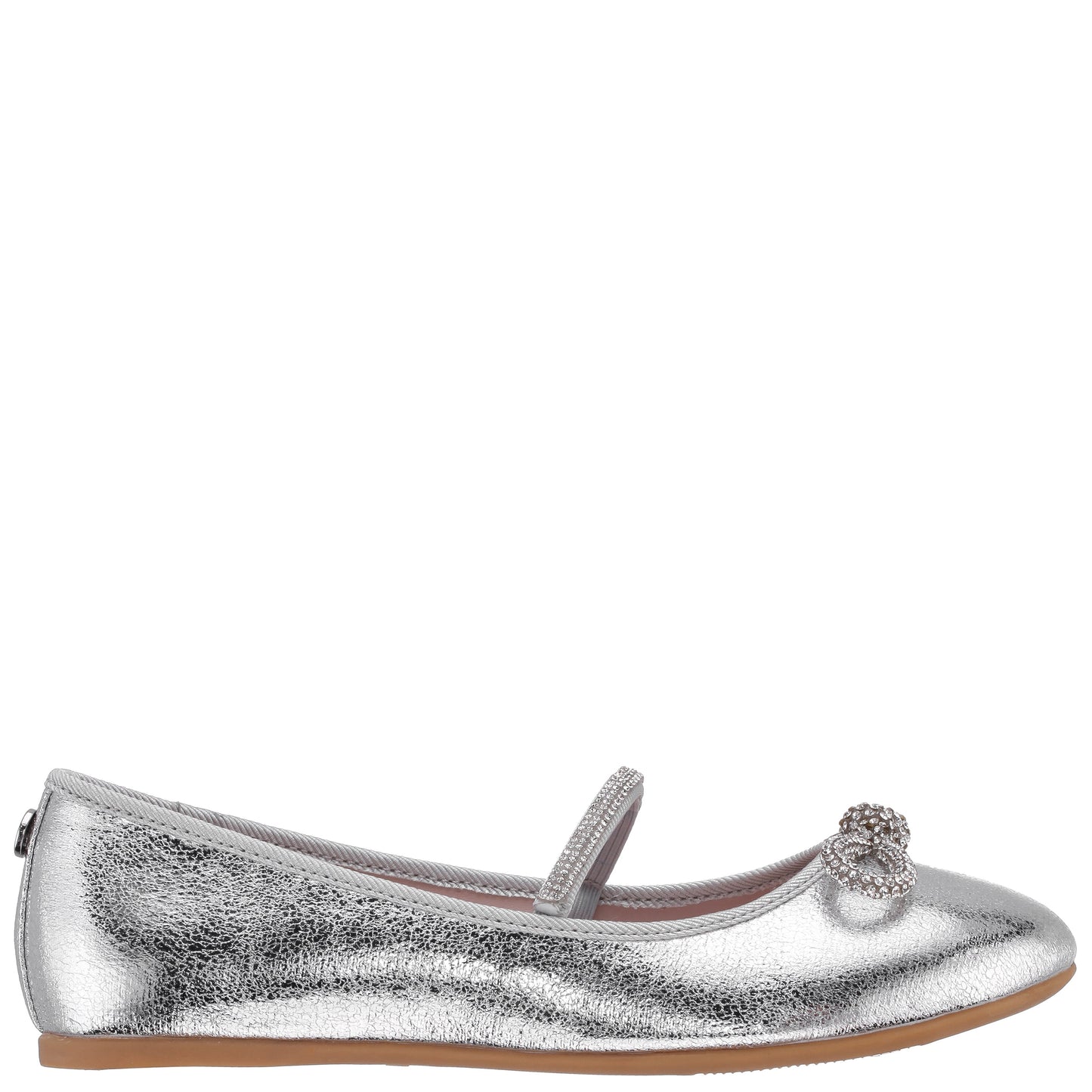 Girls Kendalla Silver Crackle Metallic Ballet Flats | Nina Shoes