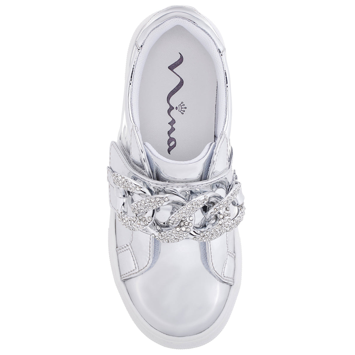 Girls Emaleigh Silver Metallic Low Top Slip-on Sneakers | Nina Shoes