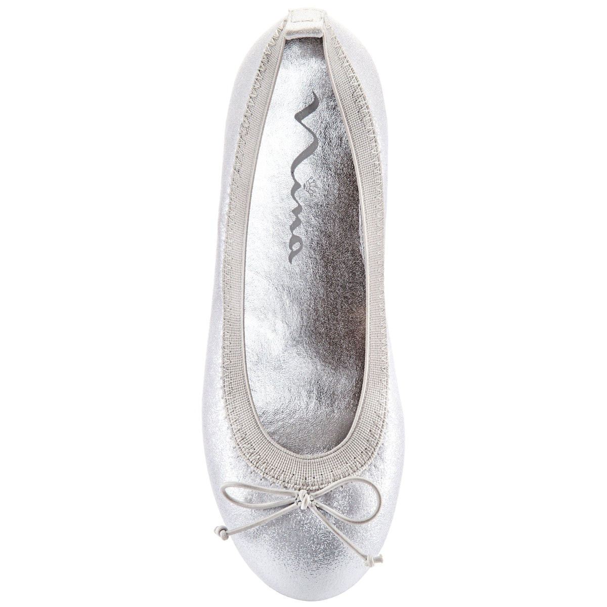 Girls Esther Silver Shimmer Ballet Flats | Nina Shoes