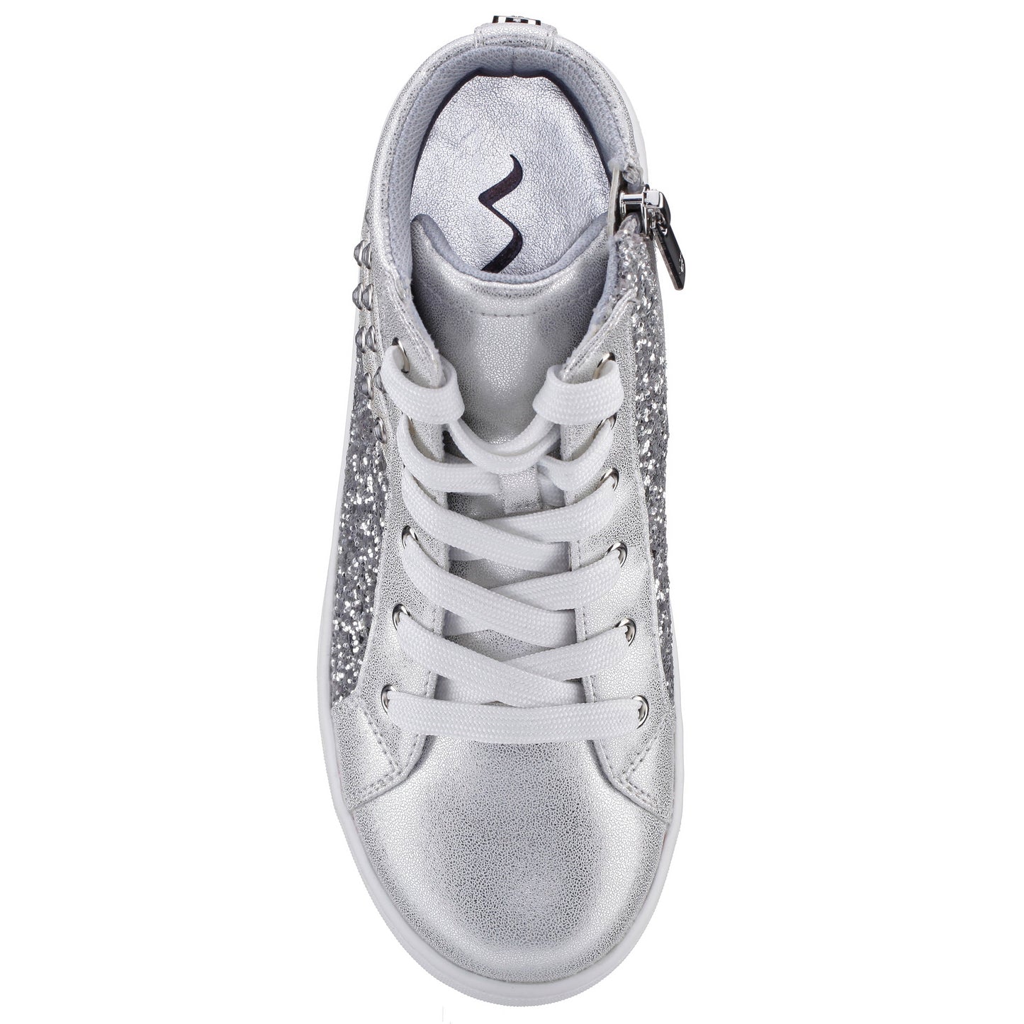 Girls Michaela Silver Glitter High Top Sneakers | Nina Shoes
