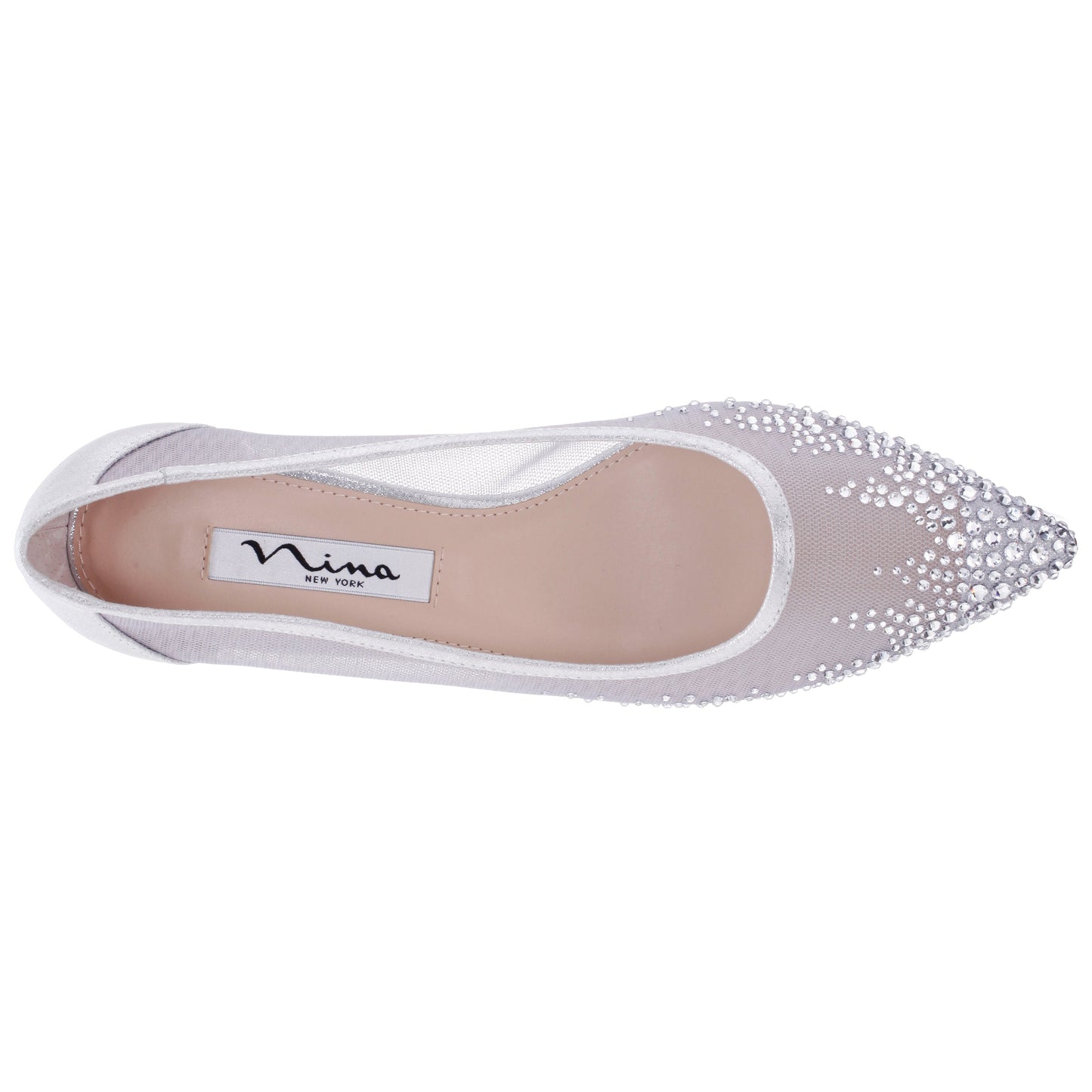 Sofie True Silver Mesh with Faceted Crystals Kitten-Heel Pumps | Nina Shoes