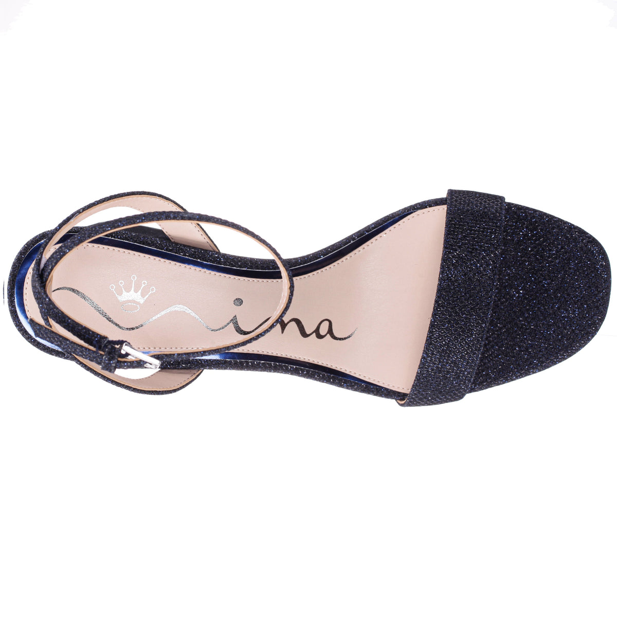 Bergen Blue Textured Block-Heel Platform Sandals | Nina Shoes