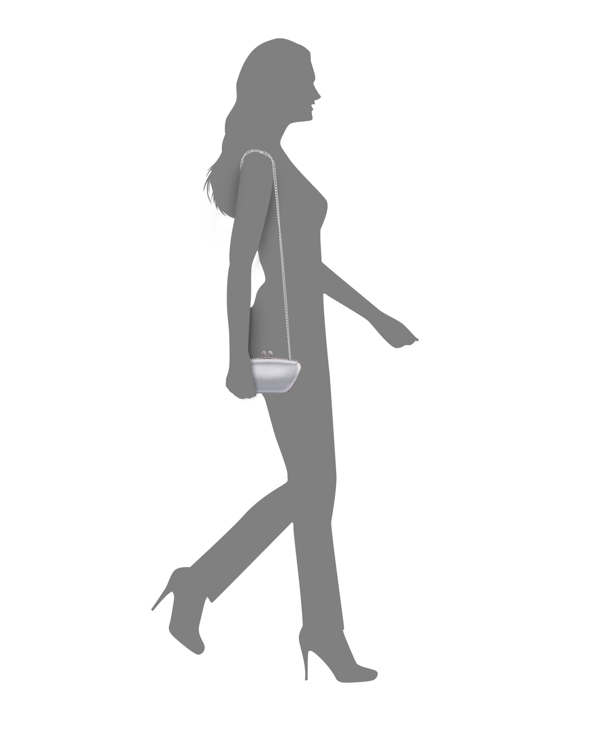 Goddess True Silver Reflective Suedette / Glass Crystal Minaudiere | Nina Shoes