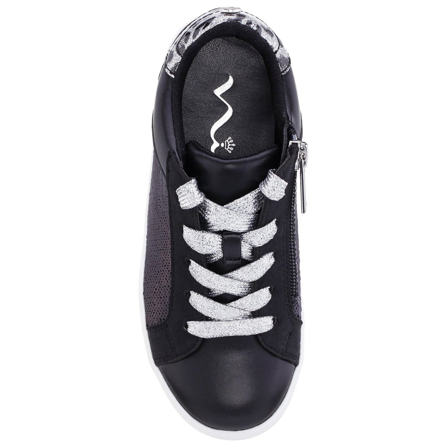 Girls Waleska Black Sequin Low Top Sneakers | Nina Shoes