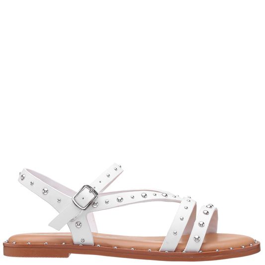 Girls Larsa White Studded Sandals | Nina Shoes