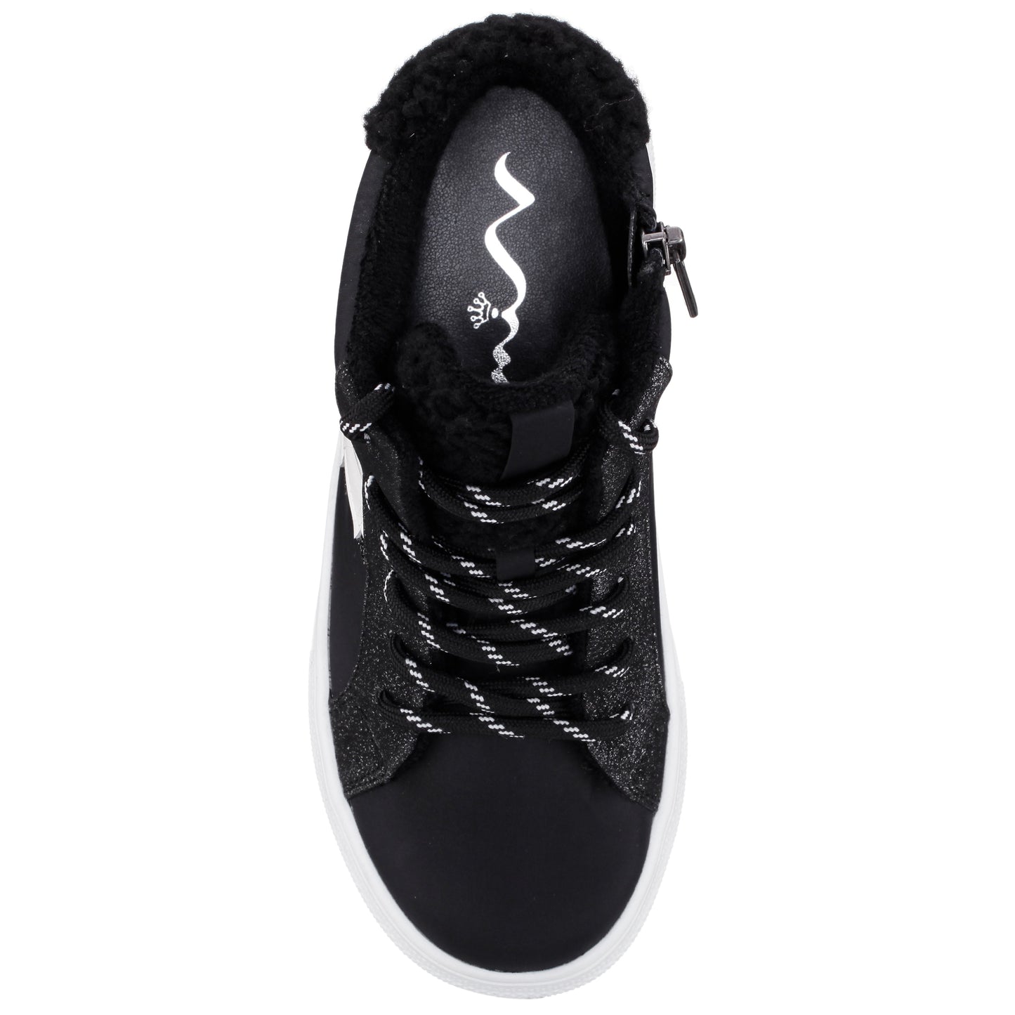 Girls Tricia Black Inside Zip High Top Sneakers | Nina Shoes