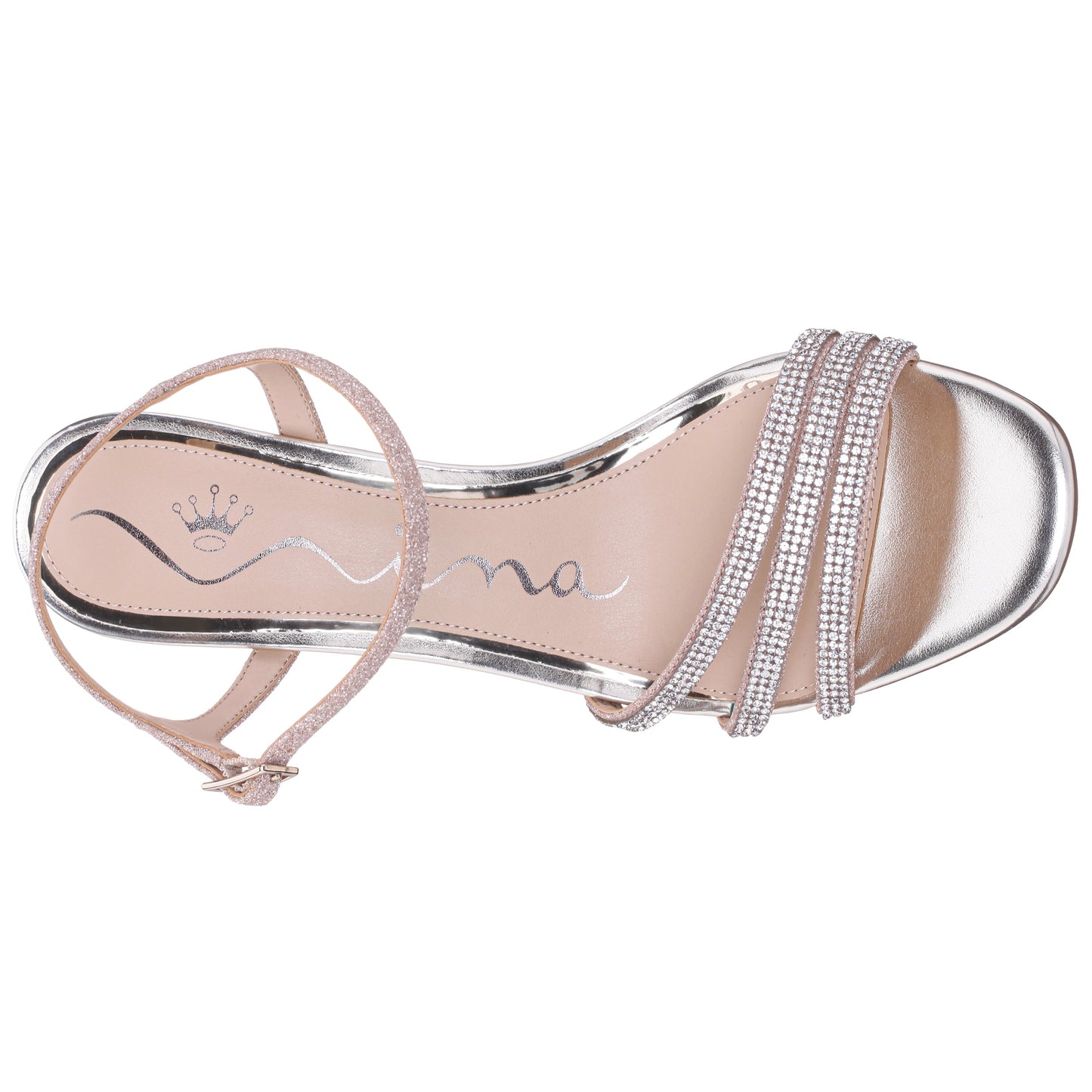 Bettany Platino Metallic Mid-Heel Sandals | Nina Shoes