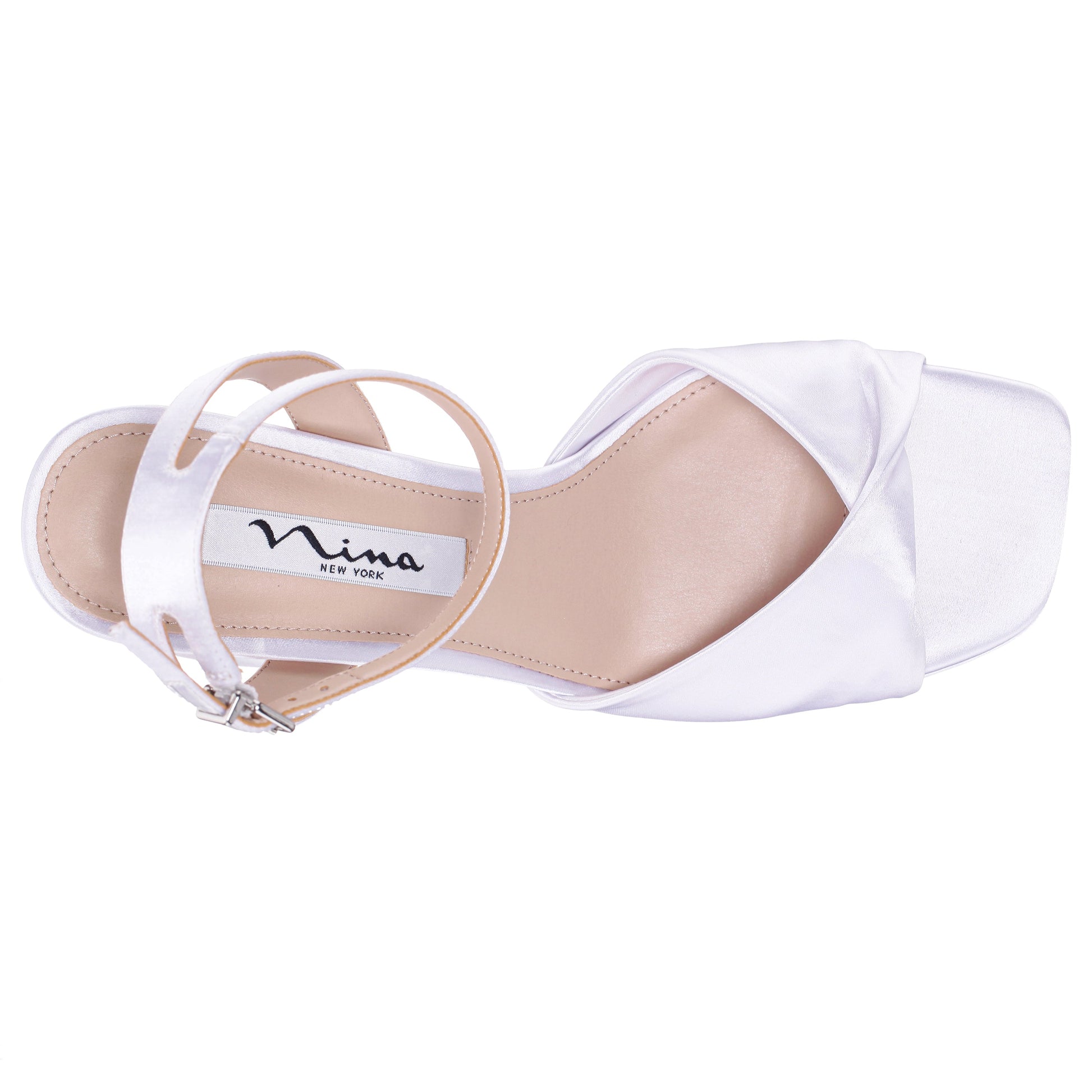 Stacie White Ankle Strap High-Heel Platform Sandals | Nina Shoes