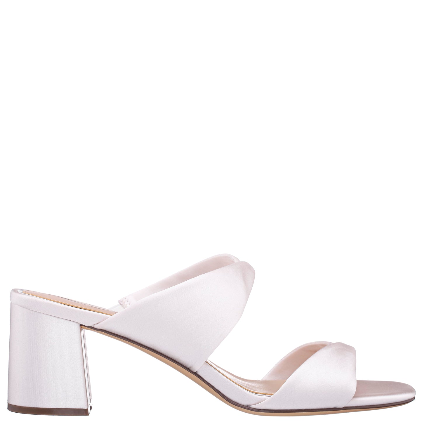Bassie White Satin Block Heel Sandal | Nina Shoes
