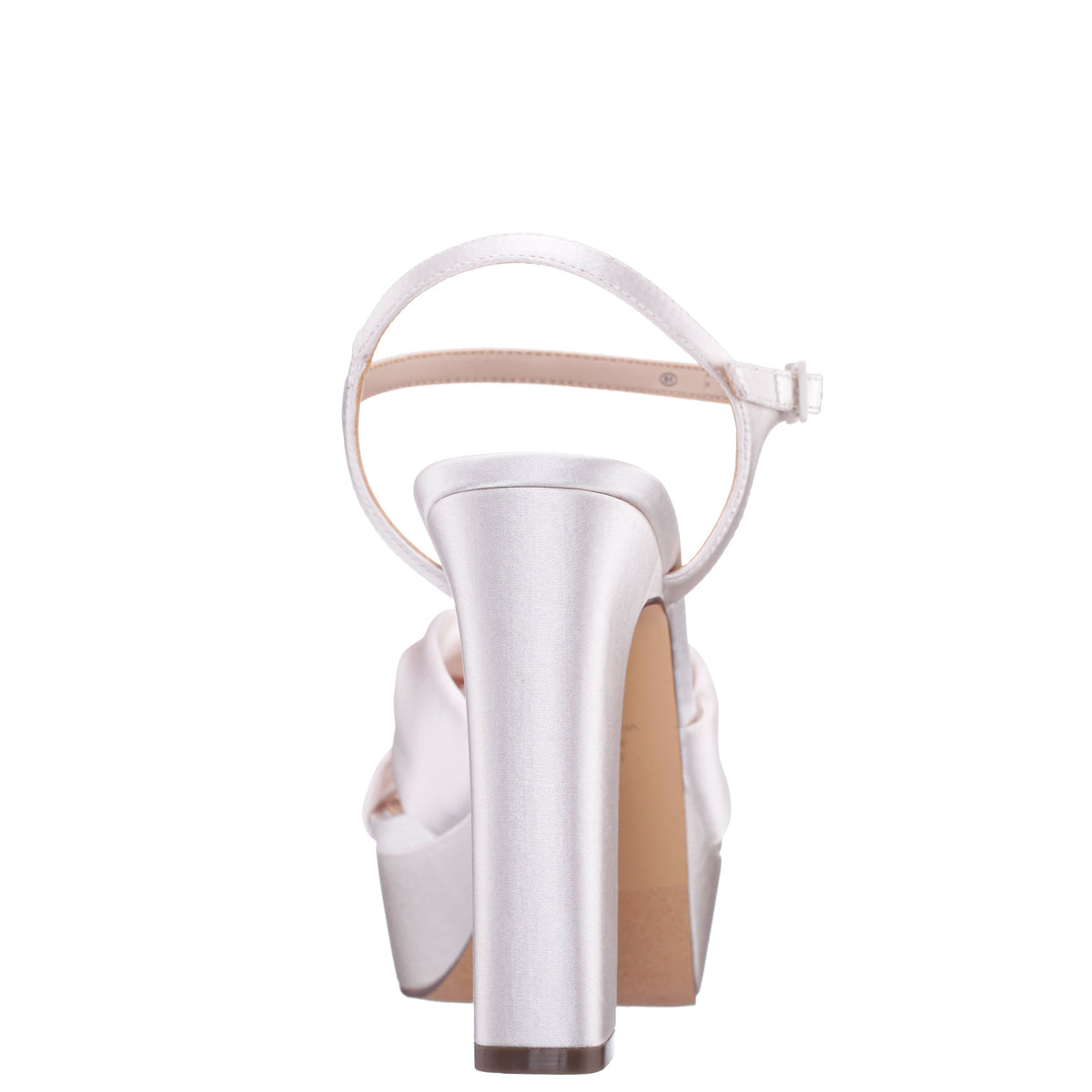Sherlee White Satin Ultra-High Block Heel Platform Sandal | Nina Shoes