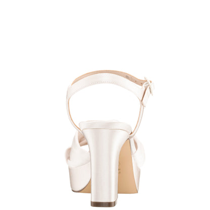 Floren White Sandal Mid-Heel Platform | Nina Shoes