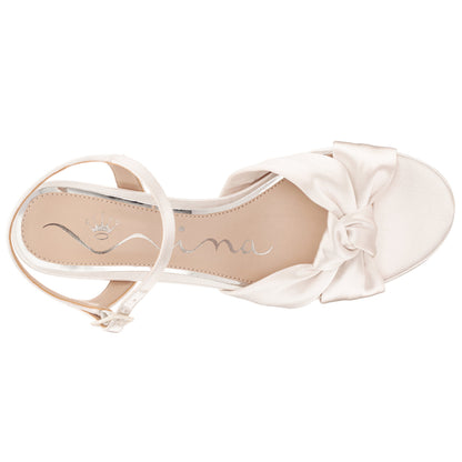 Floren White Sandal Mid-Heel Platform | Nina Shoes