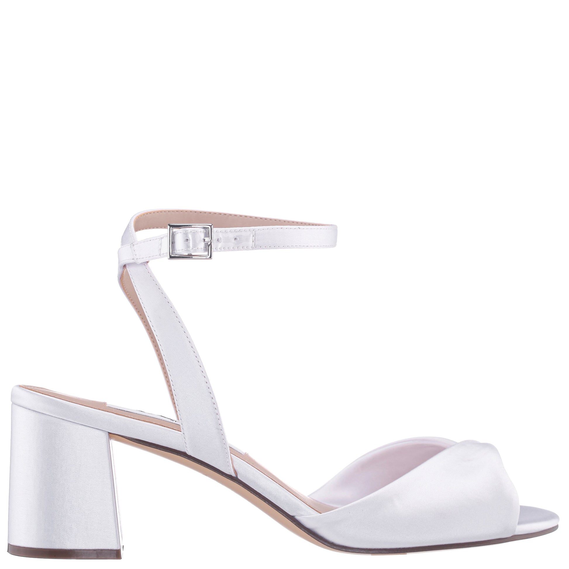 Nigella White Ankle Strap Mid-Heel Sandals | Nina Shoes