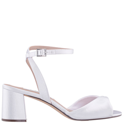 Nigella White Ankle Strap Mid-Heel Sandals | Nina Shoes