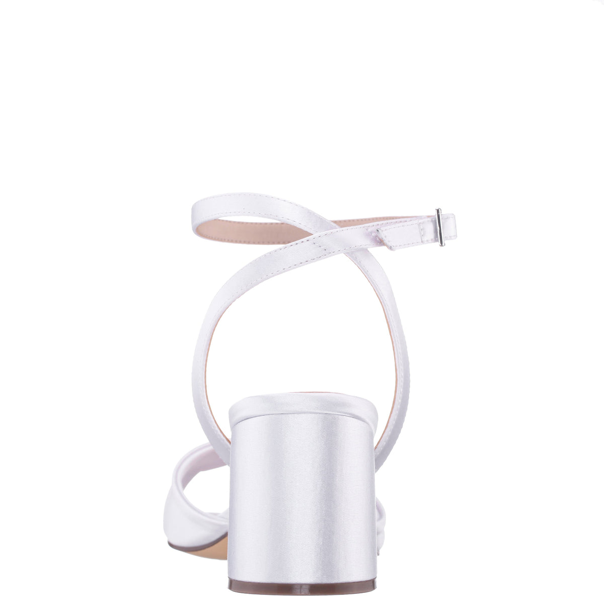 Nigella White Ankle Strap Mid-Heel Sandals | Nina Shoes