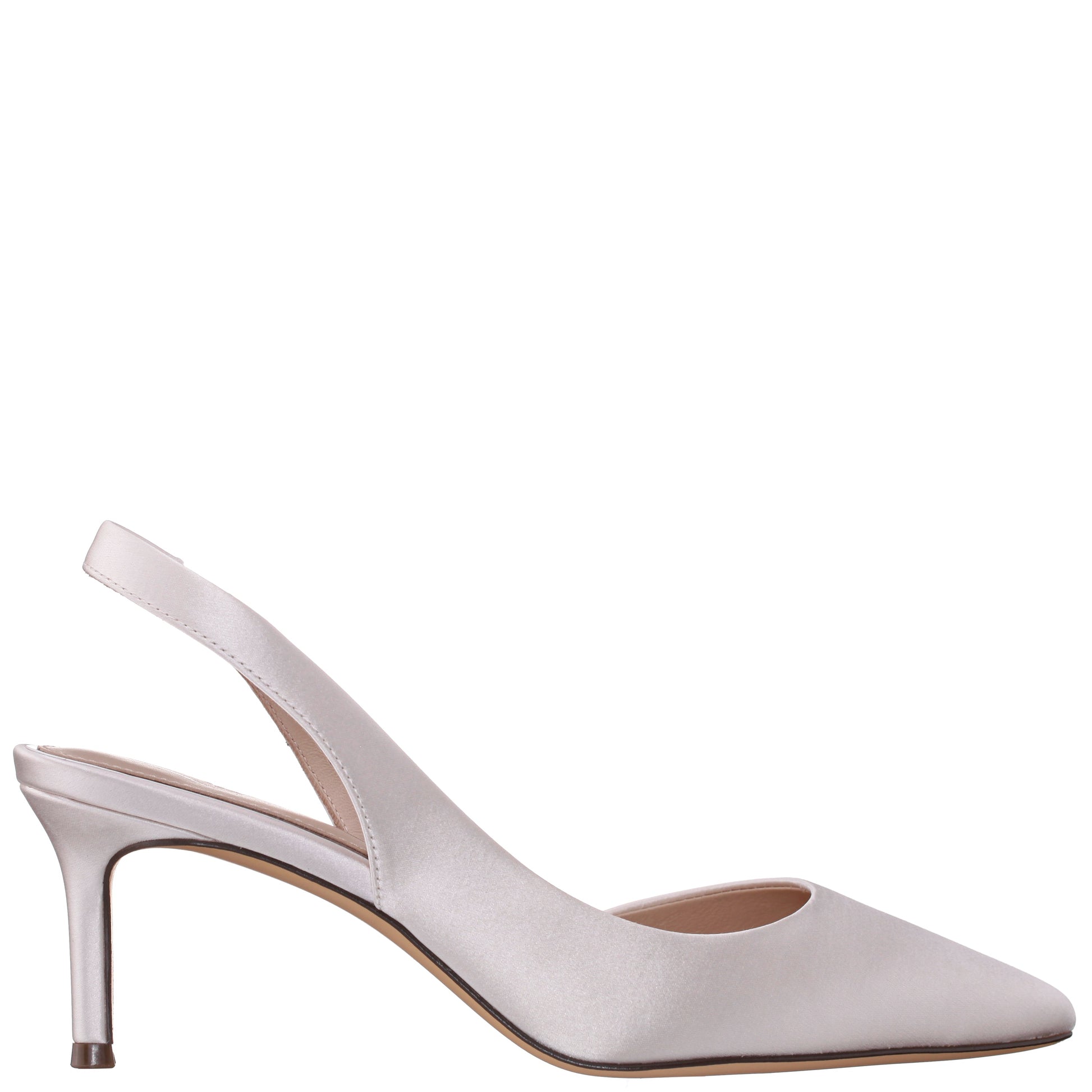 Nina60s White Satin Mid-Heel Slingback Pumps | Nina Shoes