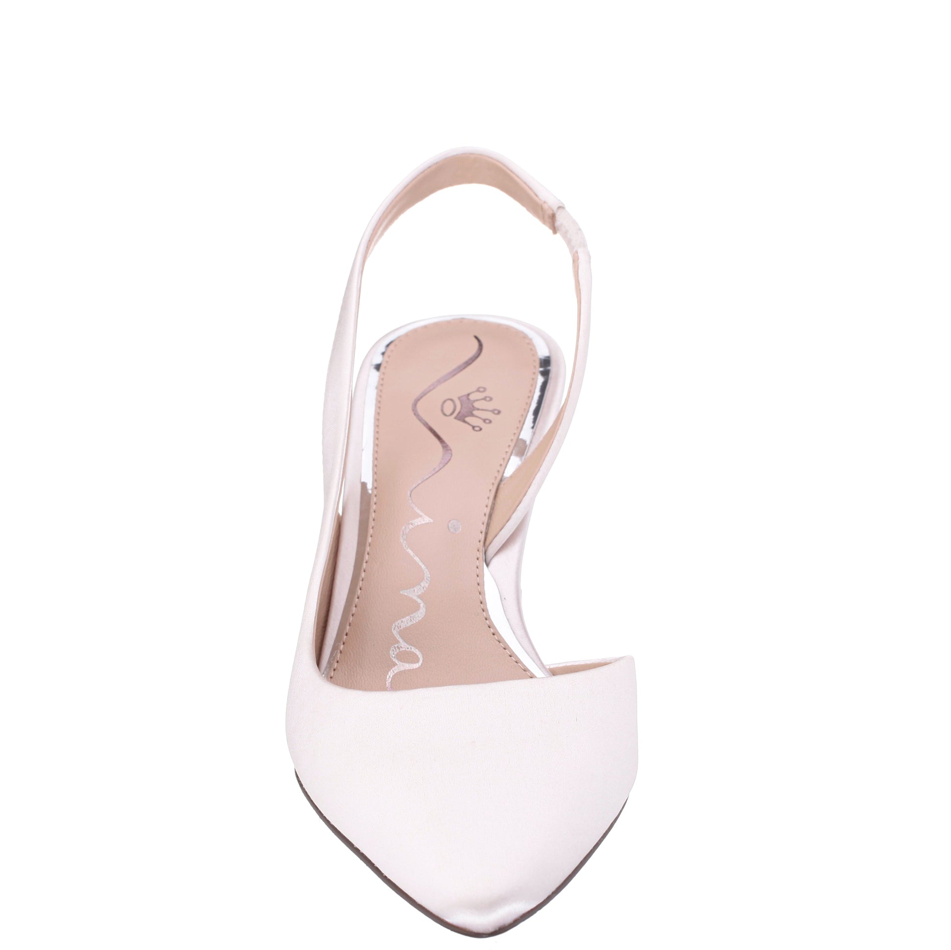 Nina60s White Satin Mid-Heel Slingback Pumps | Nina Shoes