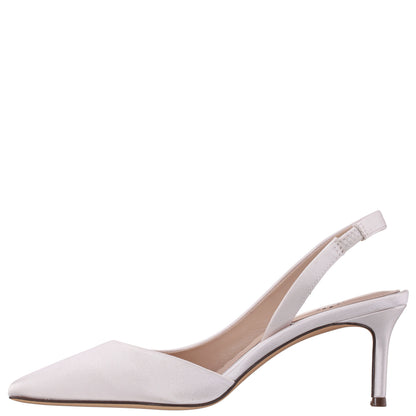 Nina60s White Satin Mid-Heel Slingback Pumps | Nina Shoes