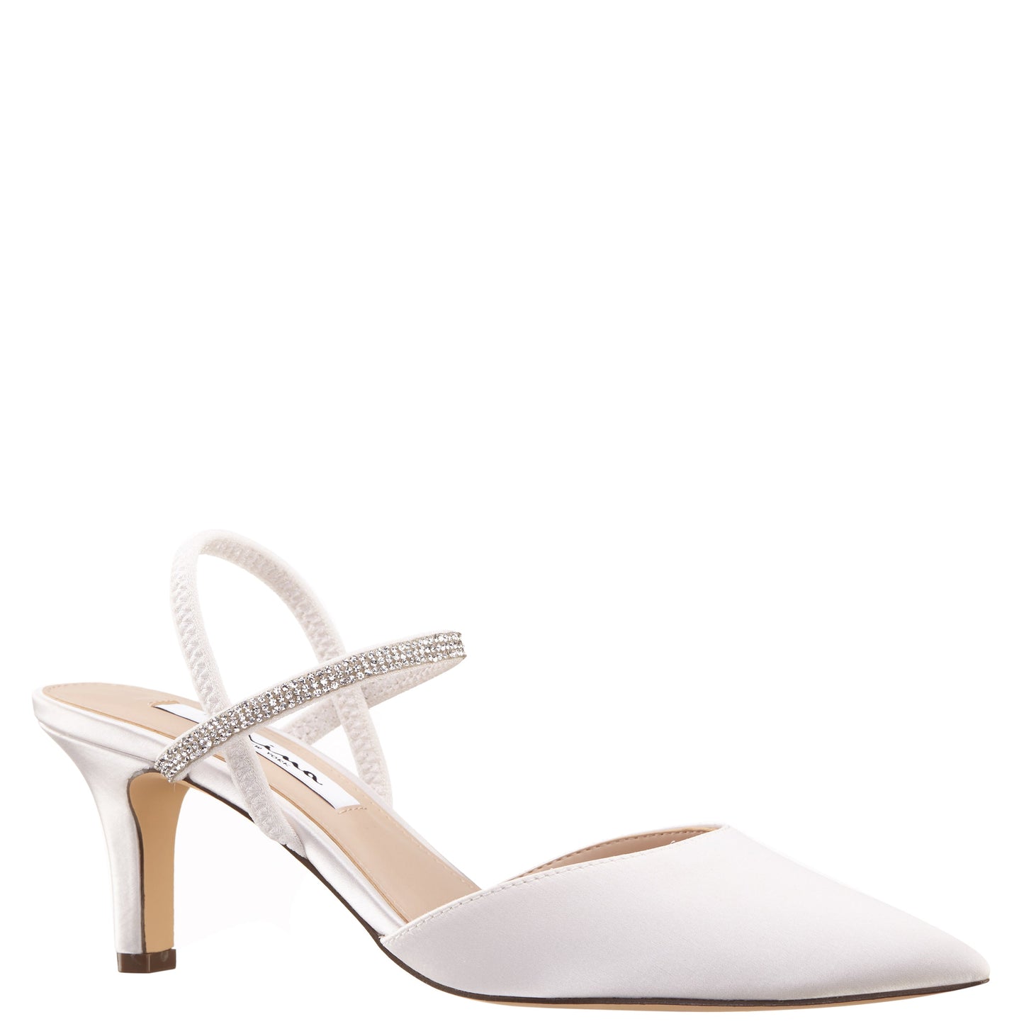 Billie White Satin Mid-Heel Pumps | Nina Shoes