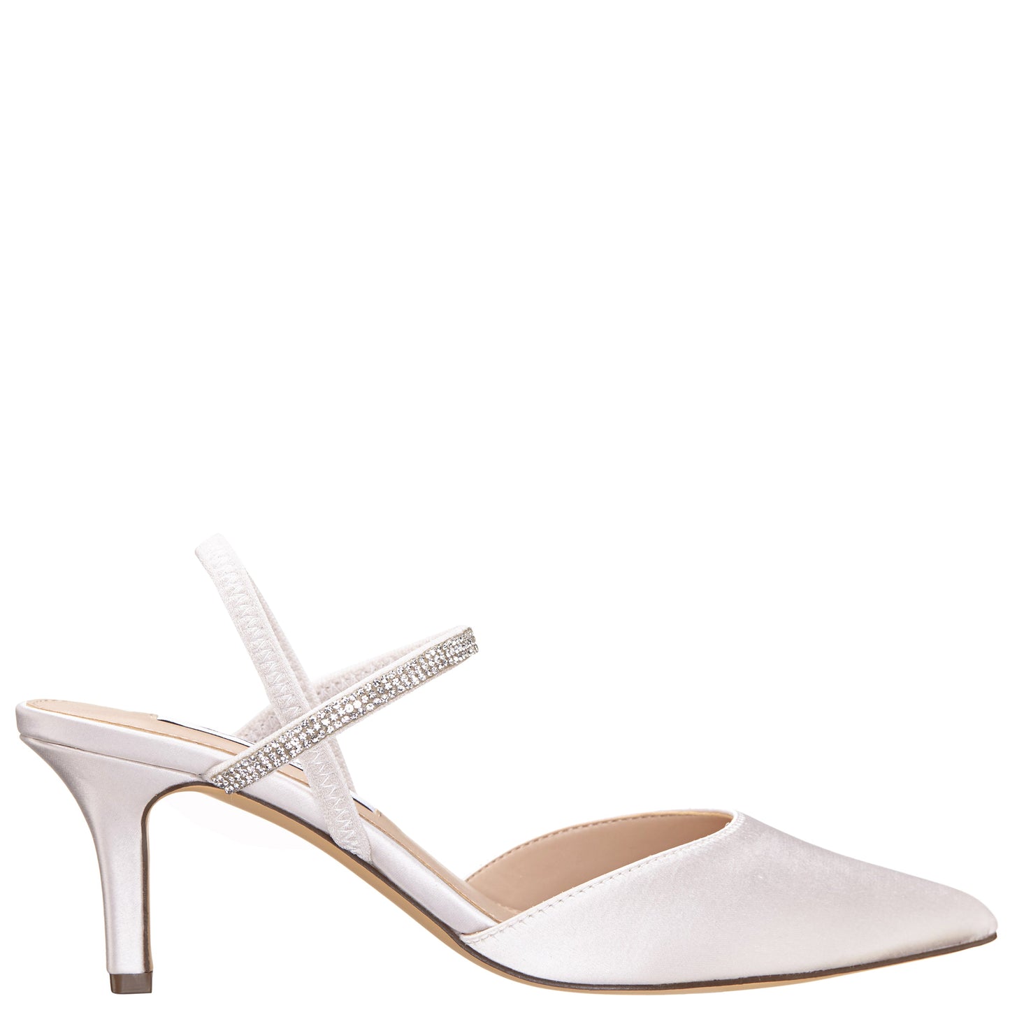 Billie White Satin Mid-Heel Pumps | Nina Shoes