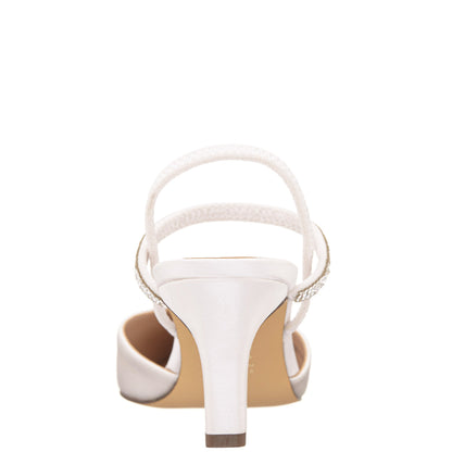 Billie White Satin Mid-Heel Pumps | Nina Shoes