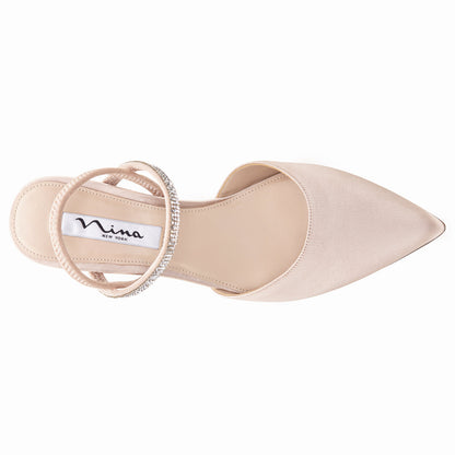 Billie Pearl Rose Satin Mid-Heel Pumps | Nina Shoes