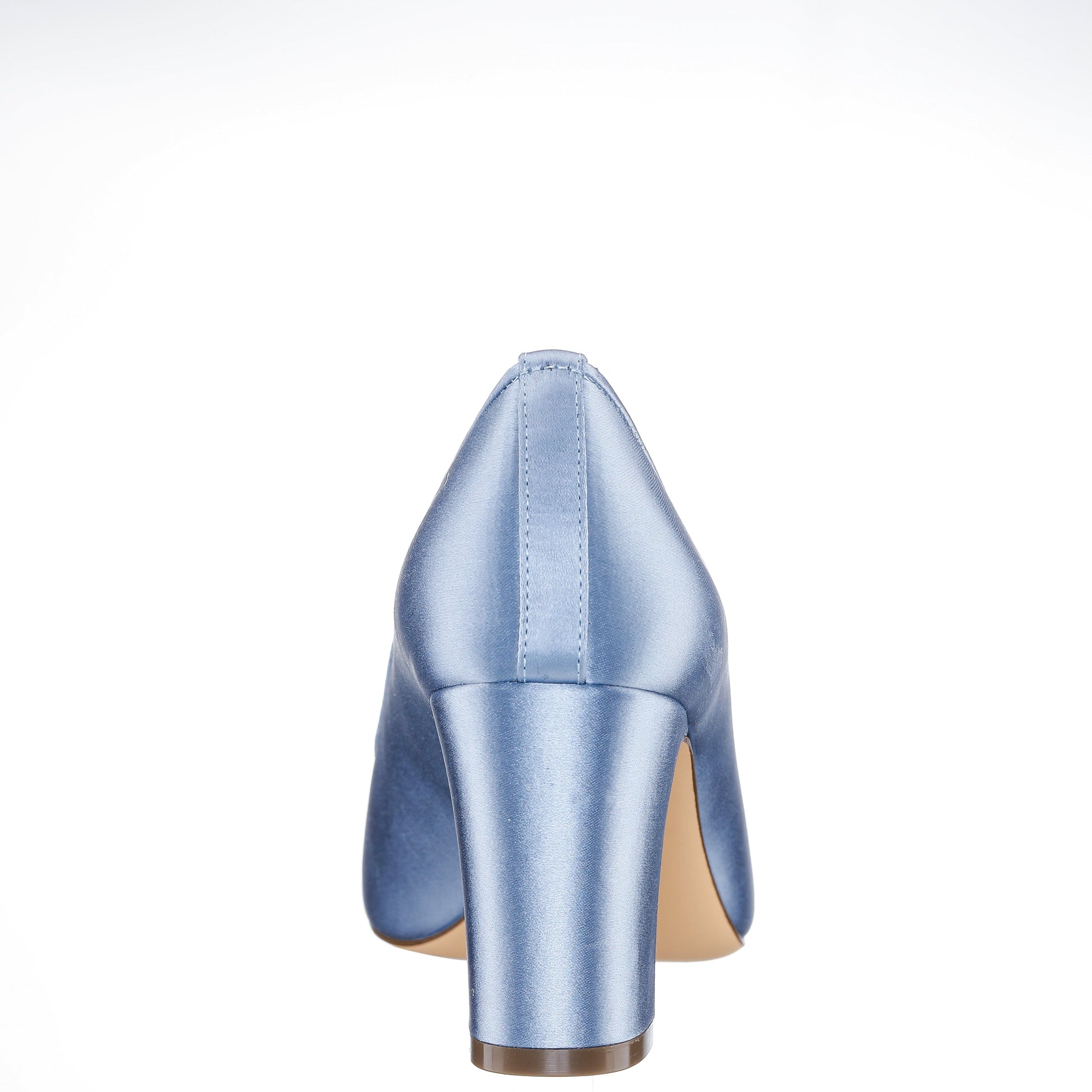 Giovia Blue Satin Block Heel Pump | Nina Shoes